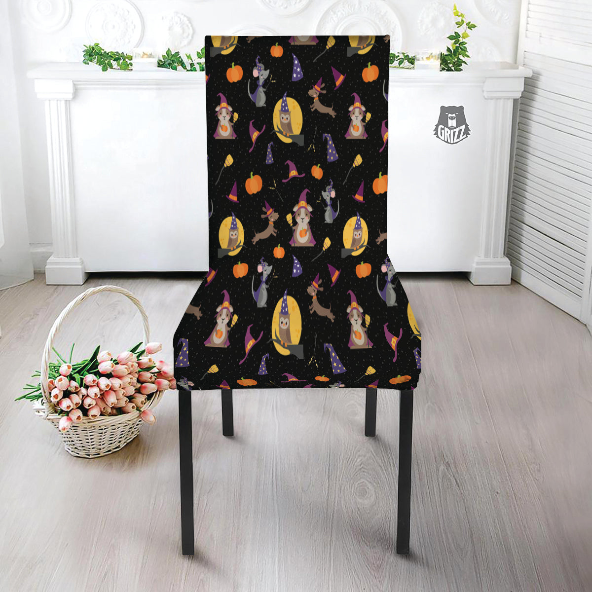 Wizard Animal Print Pattern Dining Chair Slipcover-grizzshop