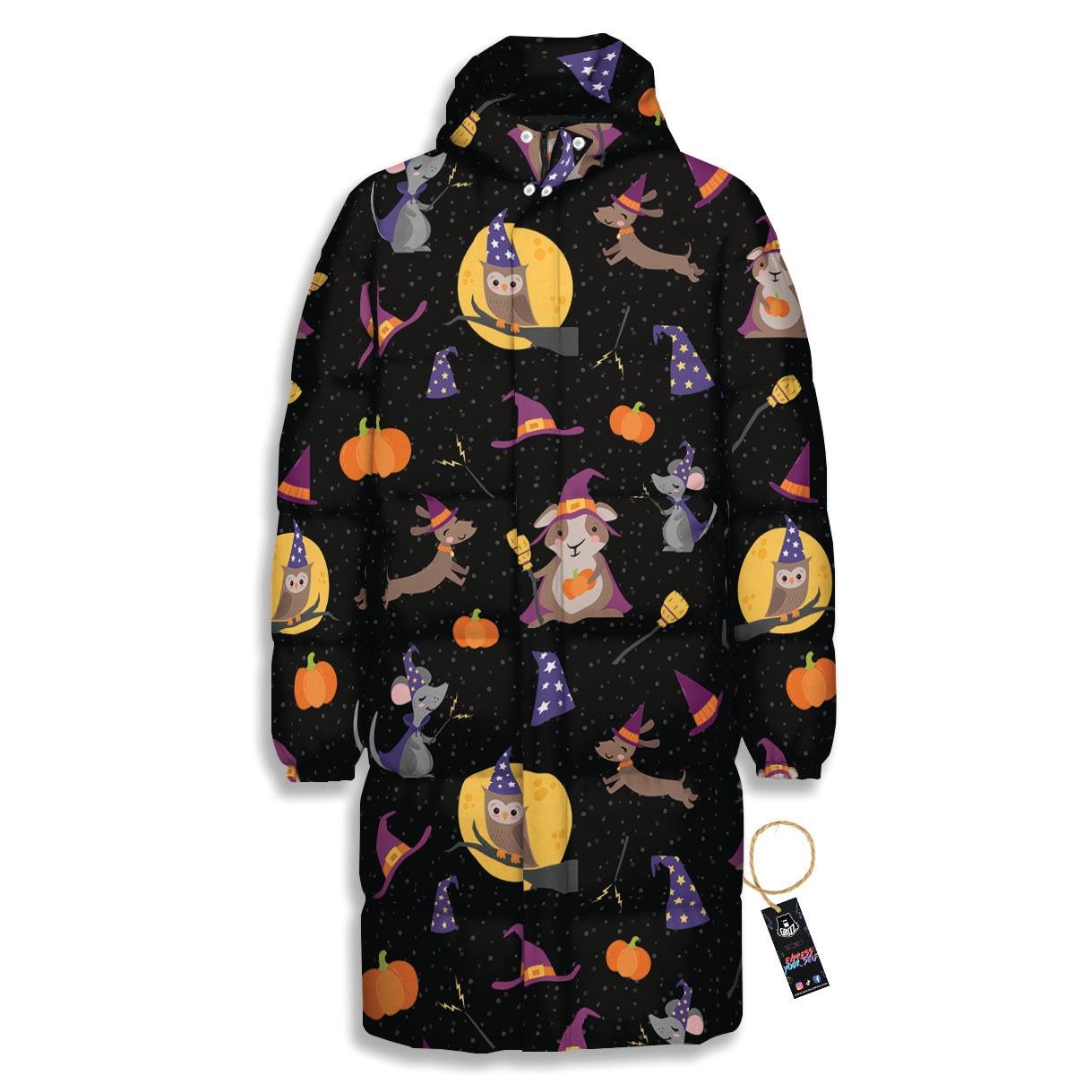 Wizard Animal Print Pattern Long Down Jacket-grizzshop