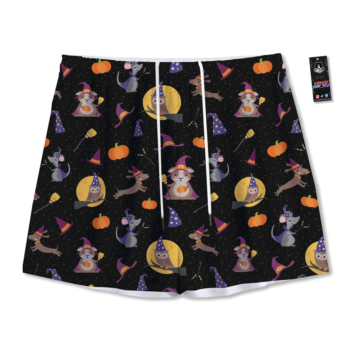 Wizard Animal Print Pattern Mesh Shorts-grizzshop