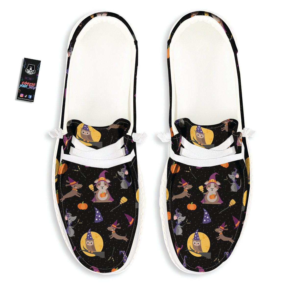 Wizard Animal Print Pattern White Loafers-grizzshop