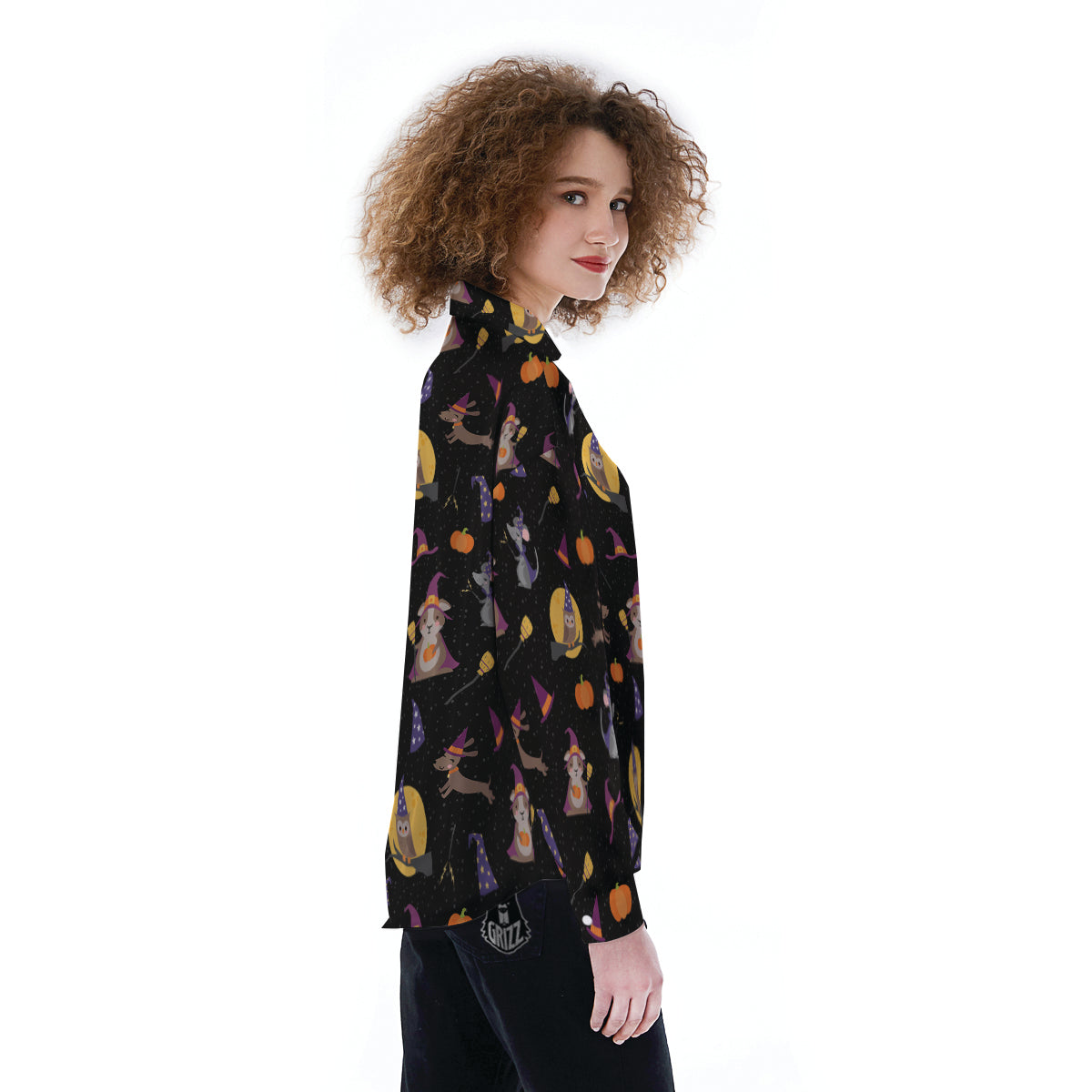 Wizard Animal Print Pattern Women's Long Sleeve Shirts-grizzshop