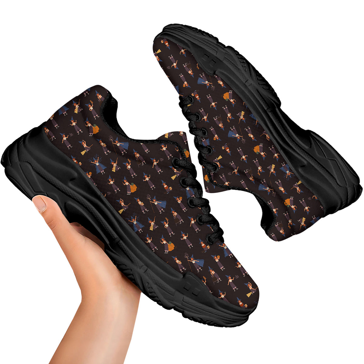 Wizard Cute Print Pattern Black Chunky Shoes-grizzshop