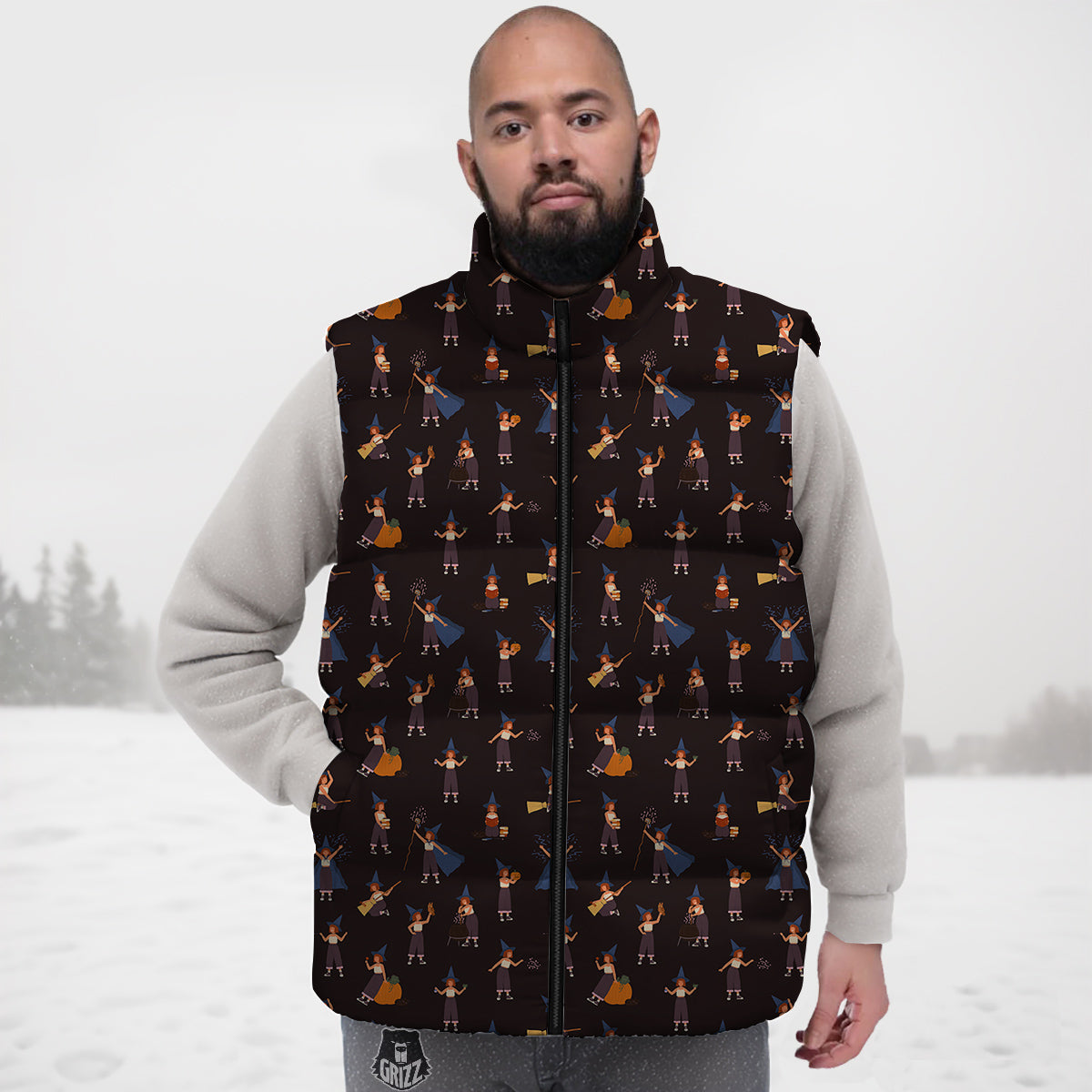 Wizard Cute Print Pattern Down Vest-grizzshop