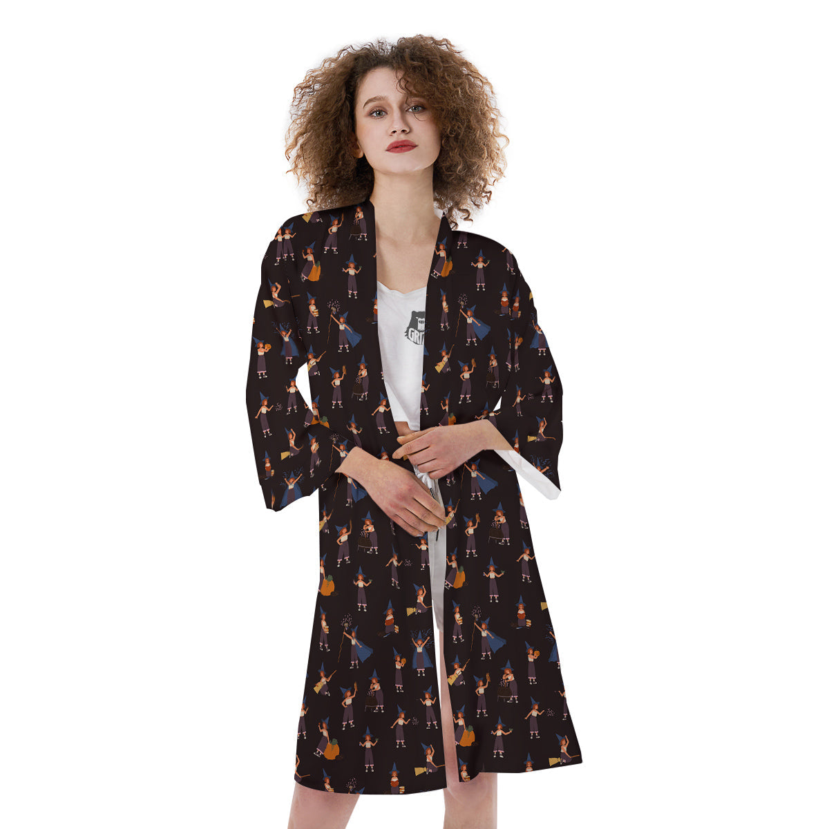 Wizard Cute Print Pattern Kimono-grizzshop
