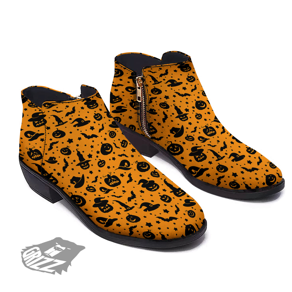 Wizard Halloween Print Pattern Ankle Boots-grizzshop
