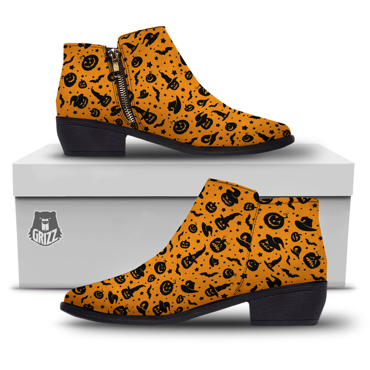 Wizard Halloween Print Pattern Ankle Boots-grizzshop