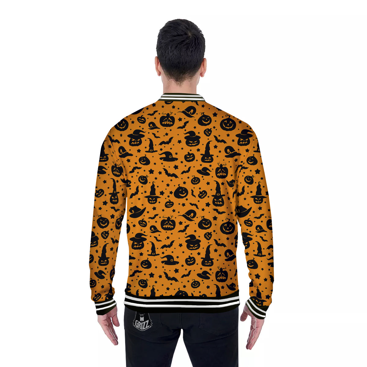 Wizard Halloween Print Pattern Baseball Jacket-grizzshop