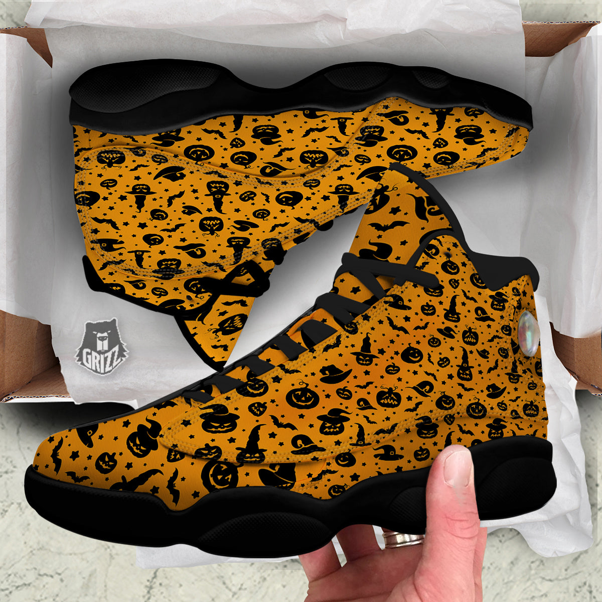 Wizard Halloween Print Pattern Black Basketball Shoes-grizzshop