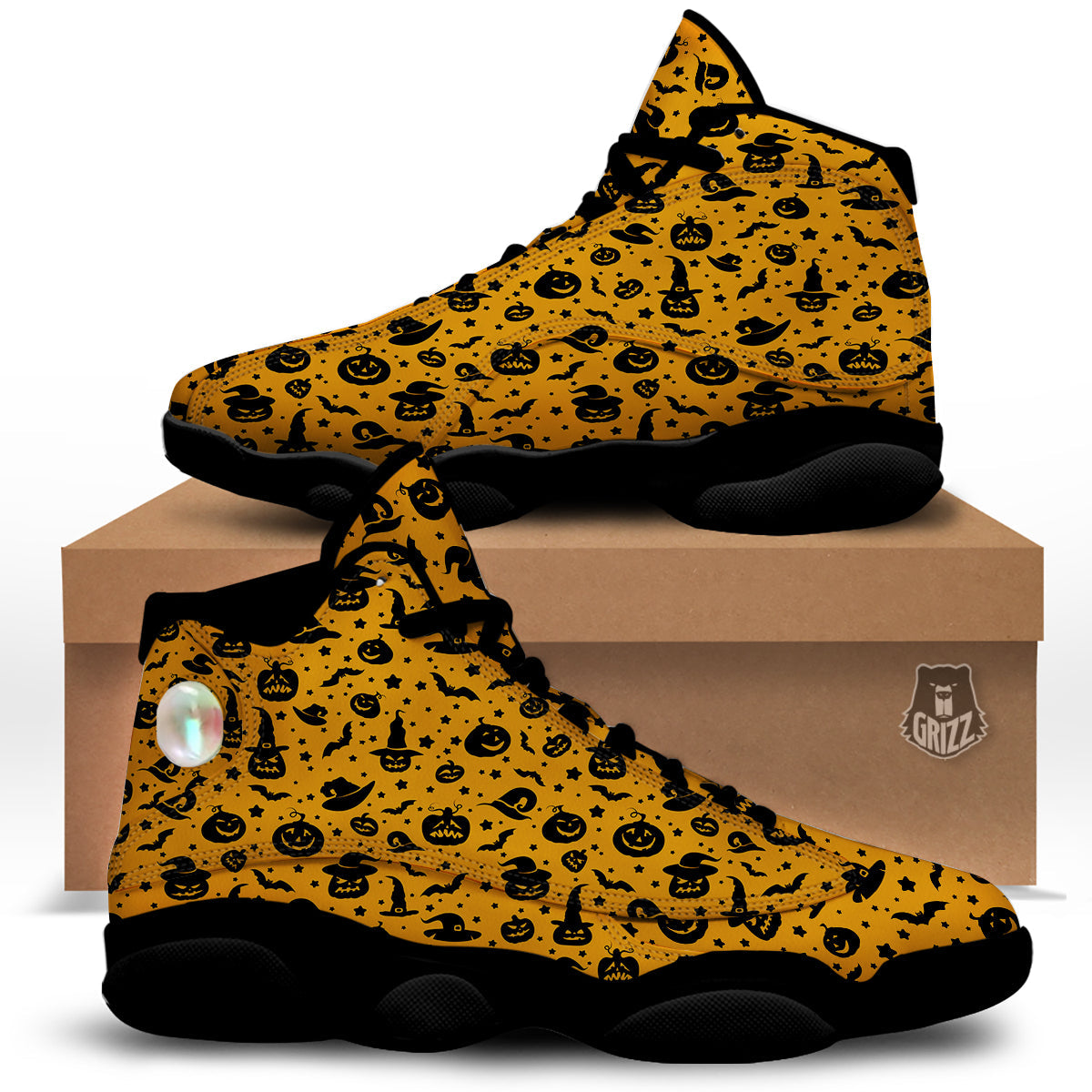 Wizard Halloween Print Pattern Black Basketball Shoes-grizzshop