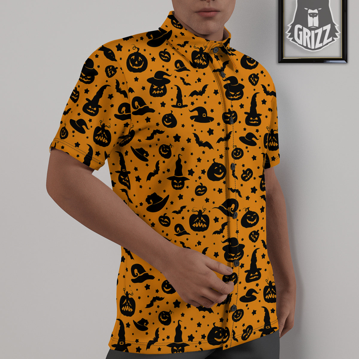Wizard Halloween Print Pattern Untucked Shirts-grizzshop
