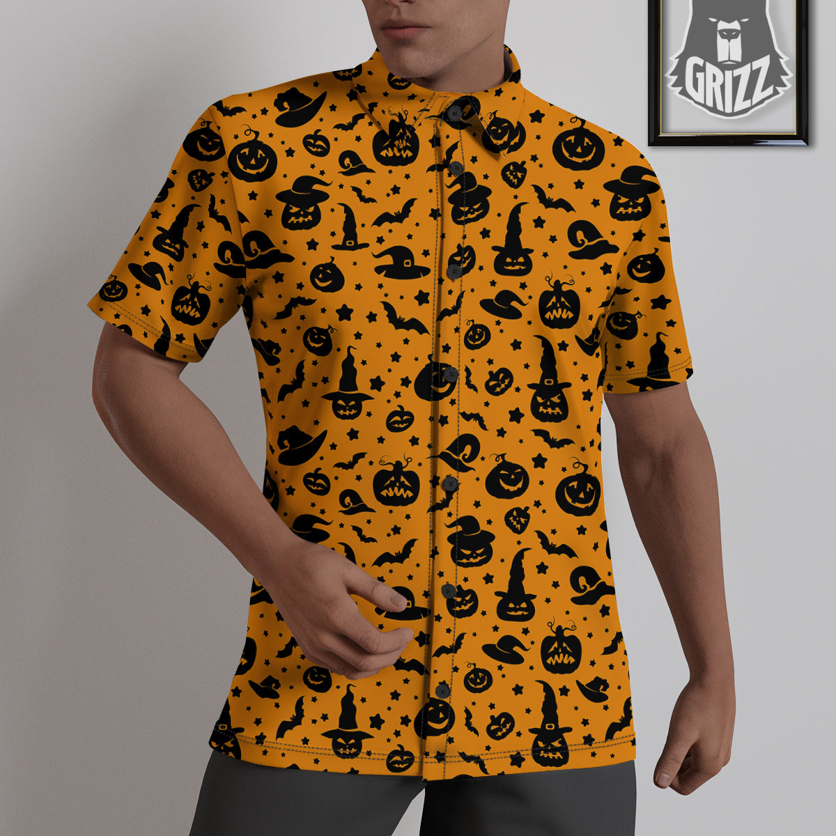 Wizard Halloween Print Pattern Untucked Shirts-grizzshop