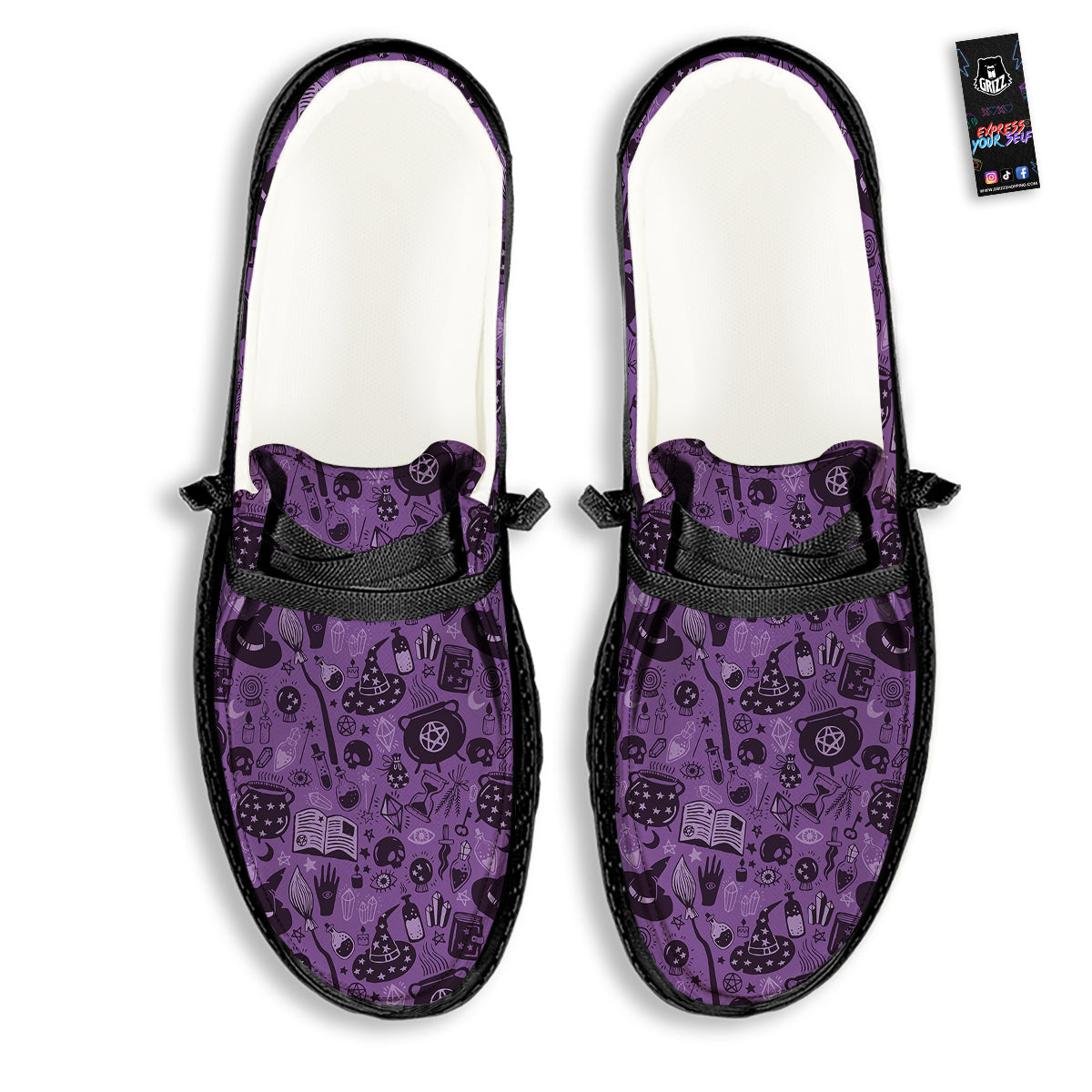Wizard Magic Print Pattern Black Loafers-grizzshop