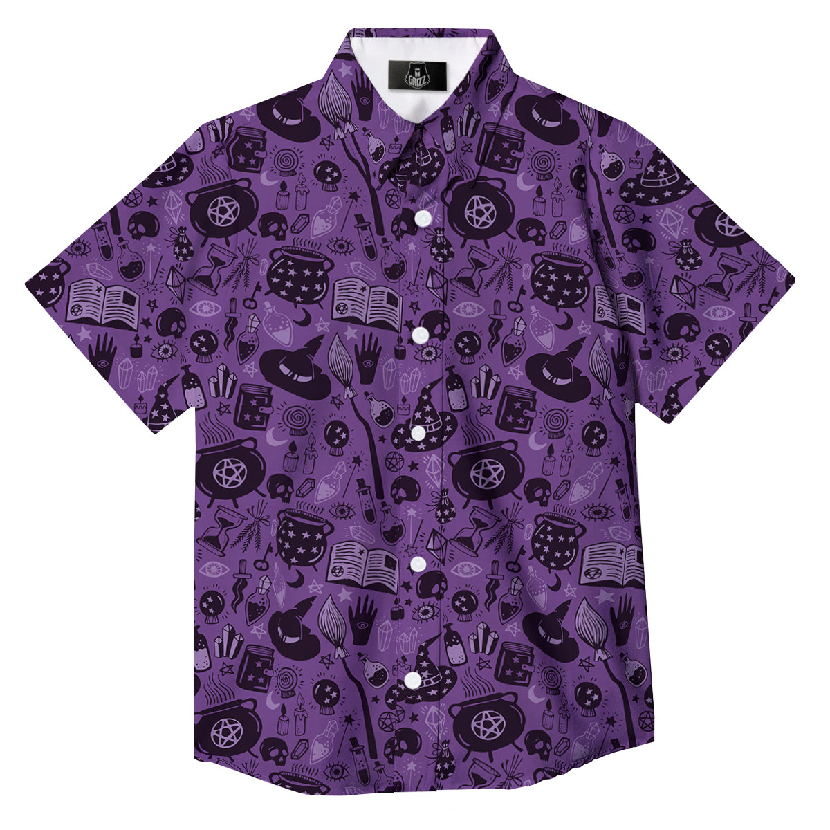 Wizard Magic Print Pattern Button Up Shirt-grizzshop