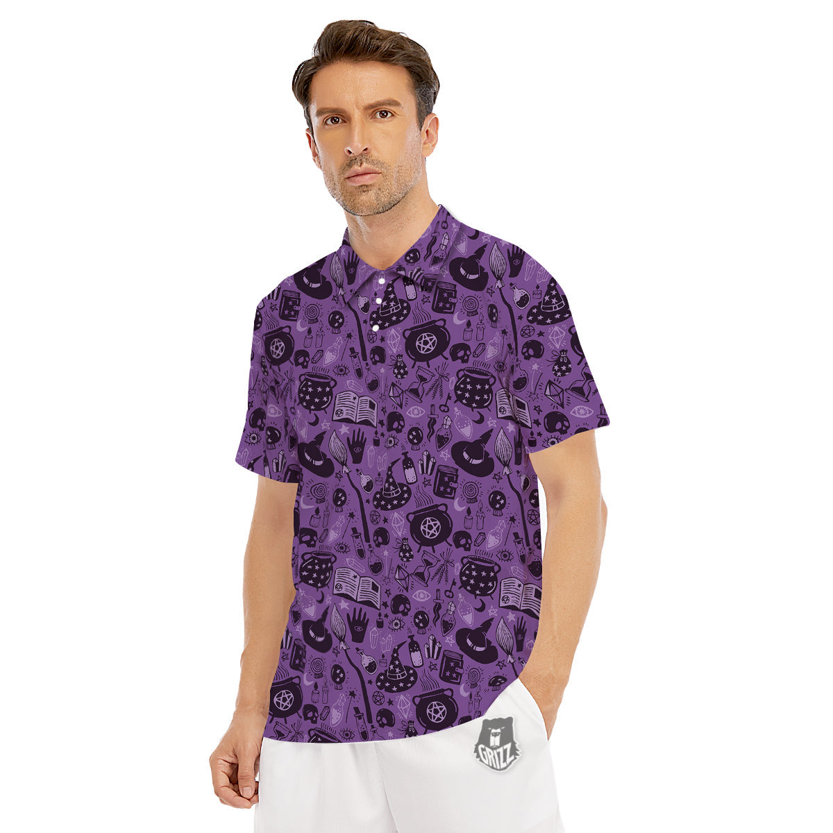 Wizard Magic Print Pattern Men's Golf Shirts-grizzshop