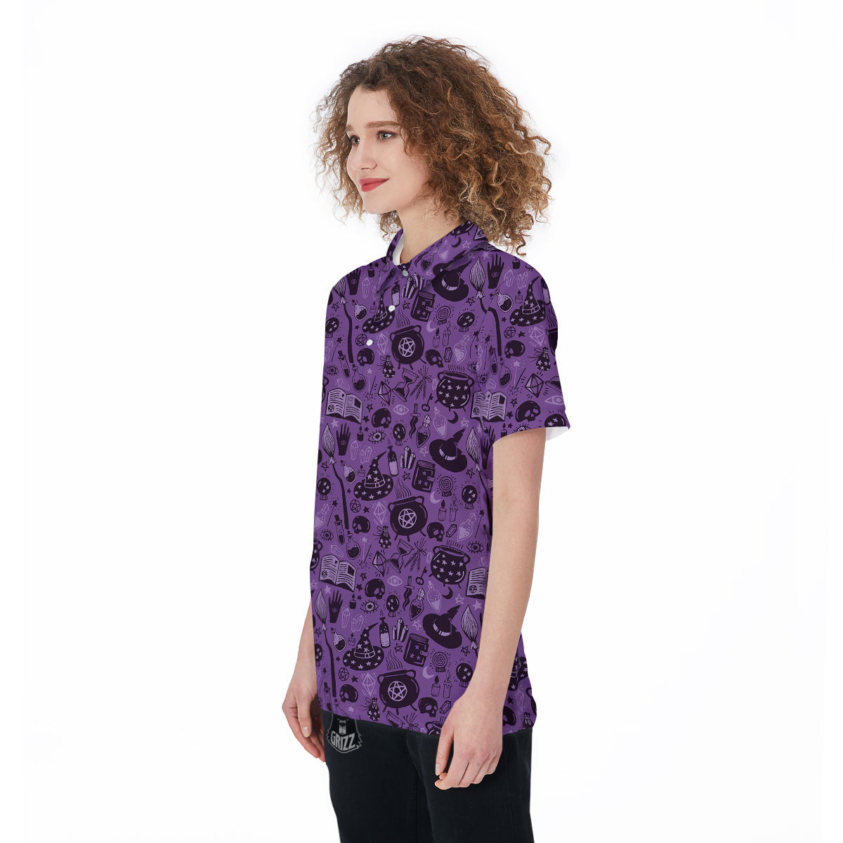 Wizard Magic Print Pattern Women's Golf Shirts-grizzshop