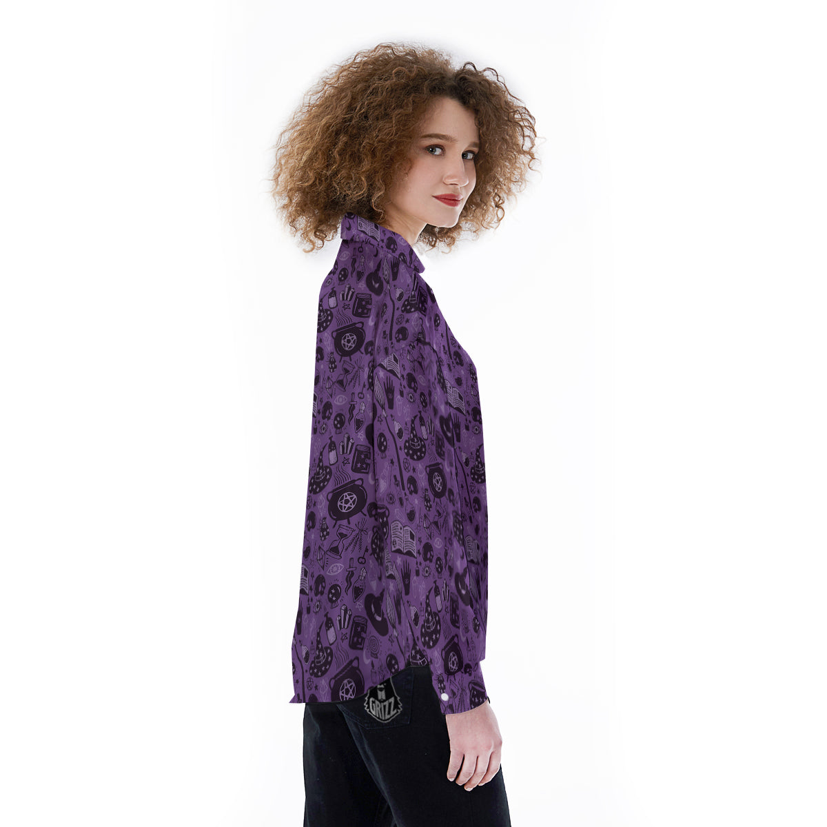 Wizard Magic Print Pattern Women's Long Sleeve Shirts-grizzshop