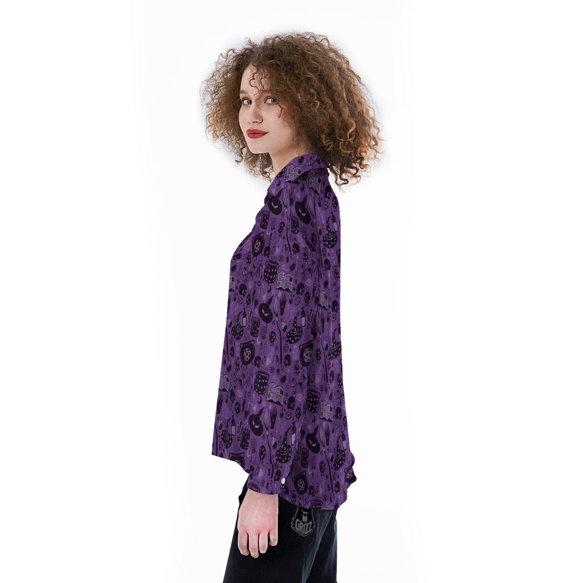 Wizard Magic Print Pattern Women's Long Sleeve Shirts-grizzshop