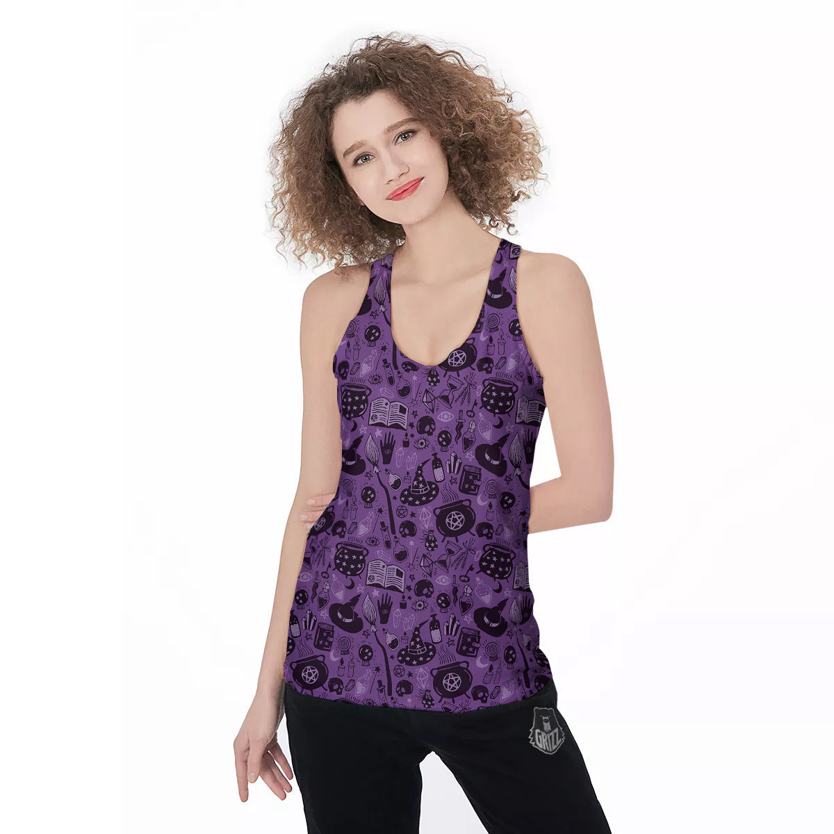 Wizard Magic Print Pattern Women's Racerback Tank Top-grizzshop