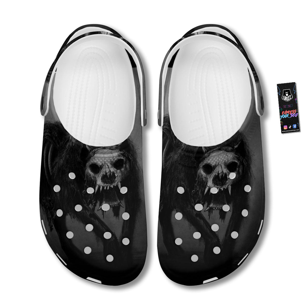 Wolf Black Demon Print Clog-grizzshop