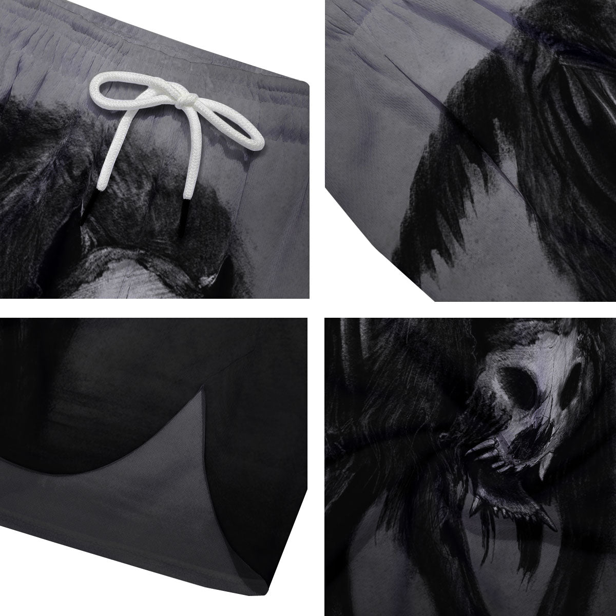 Wolf Black Demon Print Men's Running Shorts-grizzshop