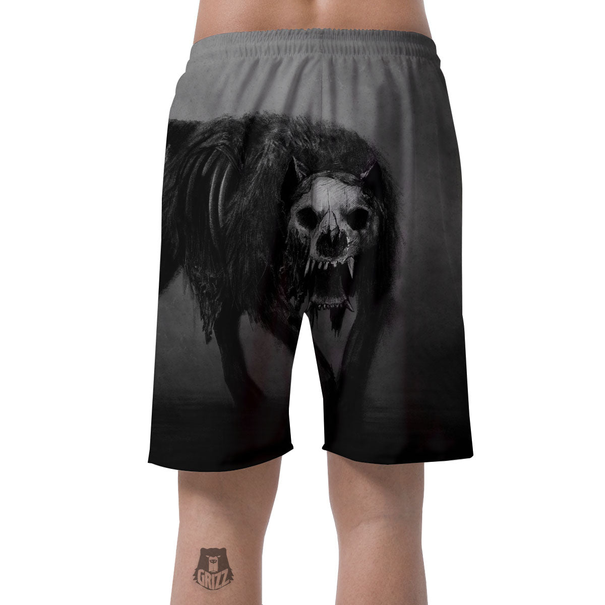 Wolf Black Demon Print Men's Shorts-grizzshop