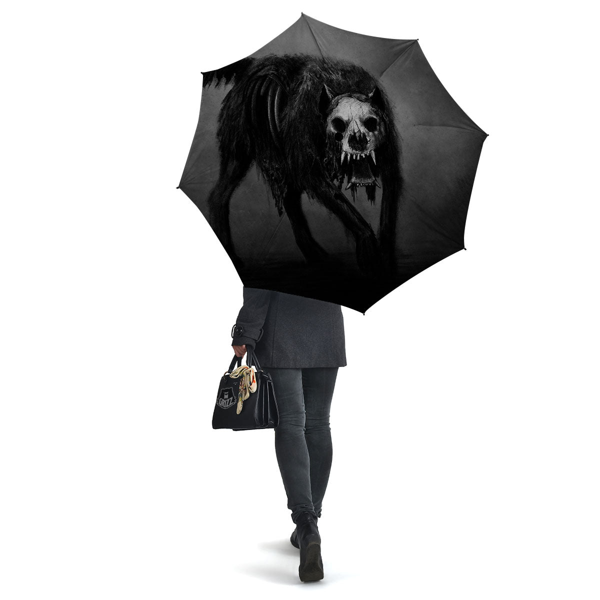 Wolf Black Demon Print Umbrella-grizzshop