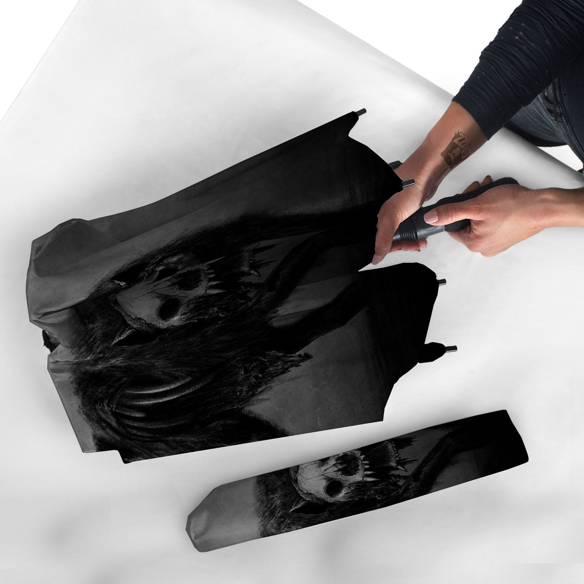 Wolf Black Demon Print Umbrella-grizzshop