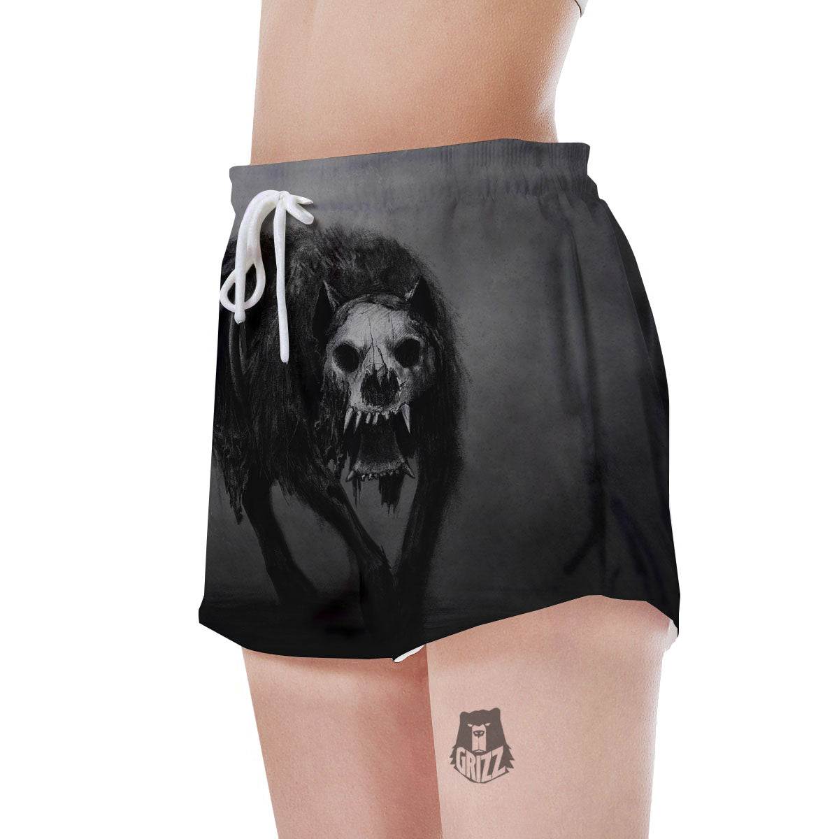 Wolf Black Demon Print Women's Shorts-grizzshop