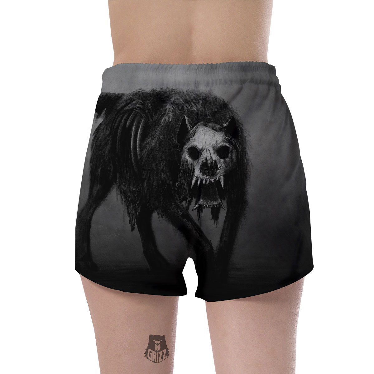 Wolf Black Demon Print Women's Shorts-grizzshop