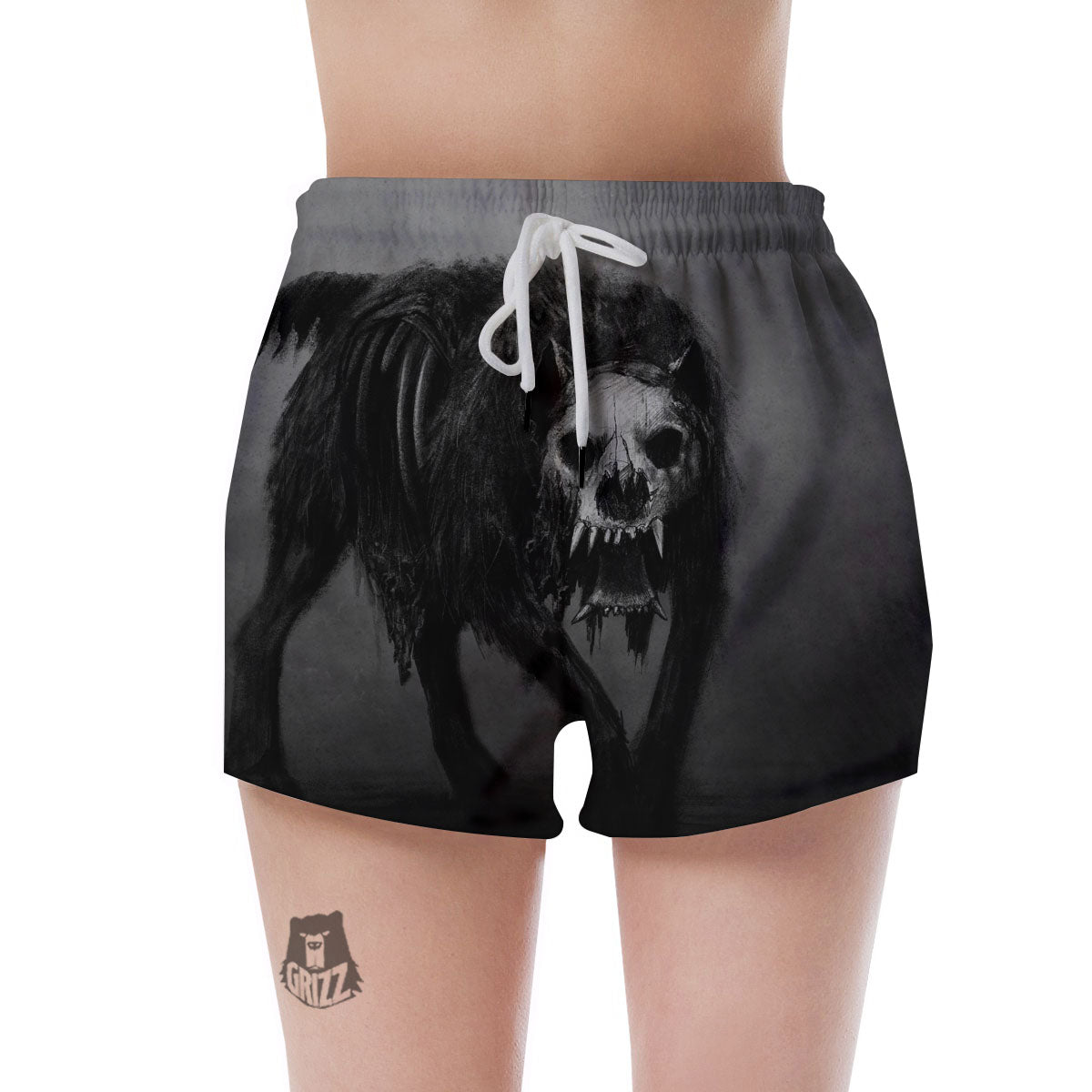 Wolf Black Demon Print Women's Shorts-grizzshop