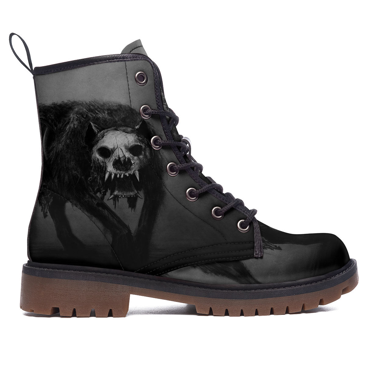 Wolf Black Demon Print Work Boots-grizzshop