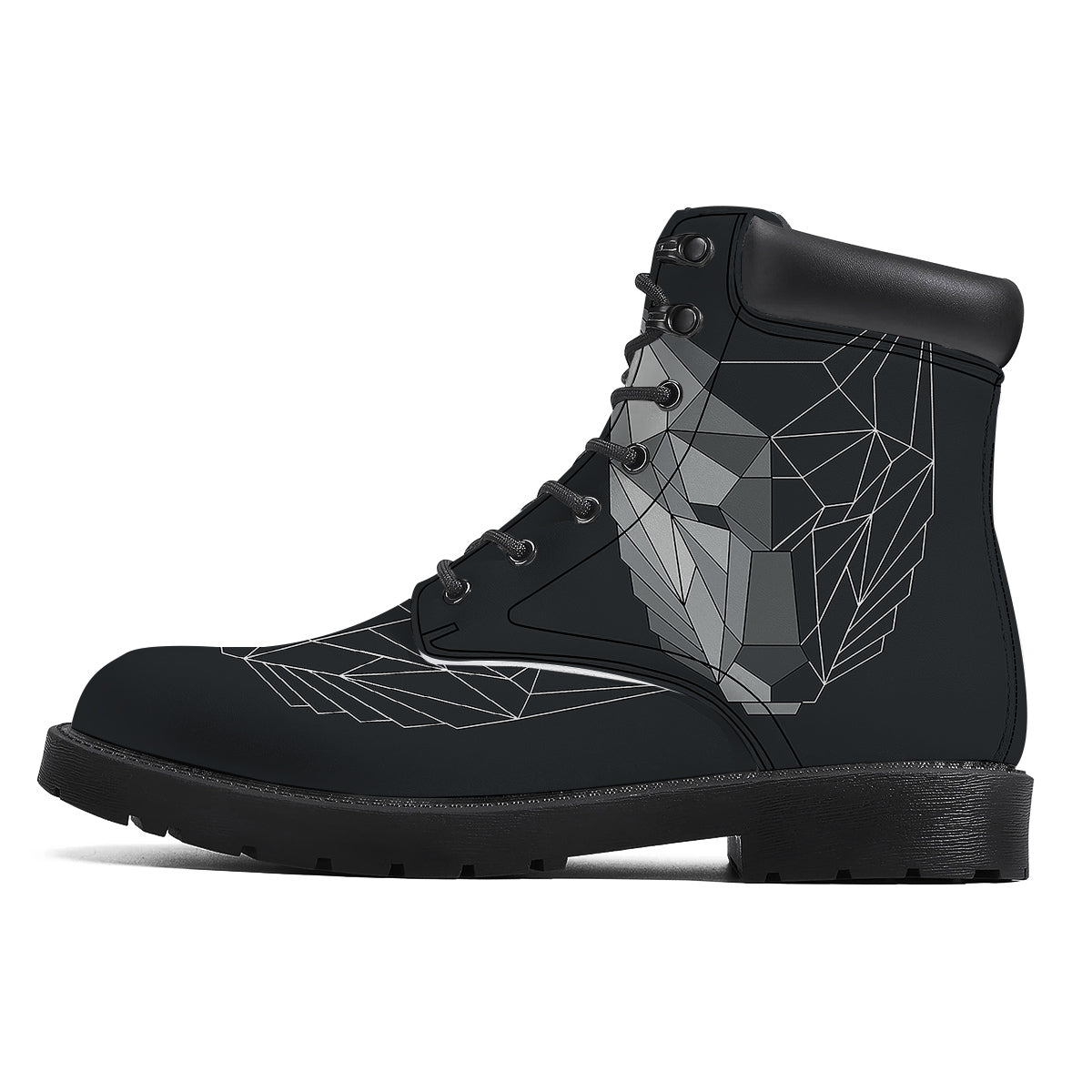 Wolf Geometric Dark Print Boots-grizzshop