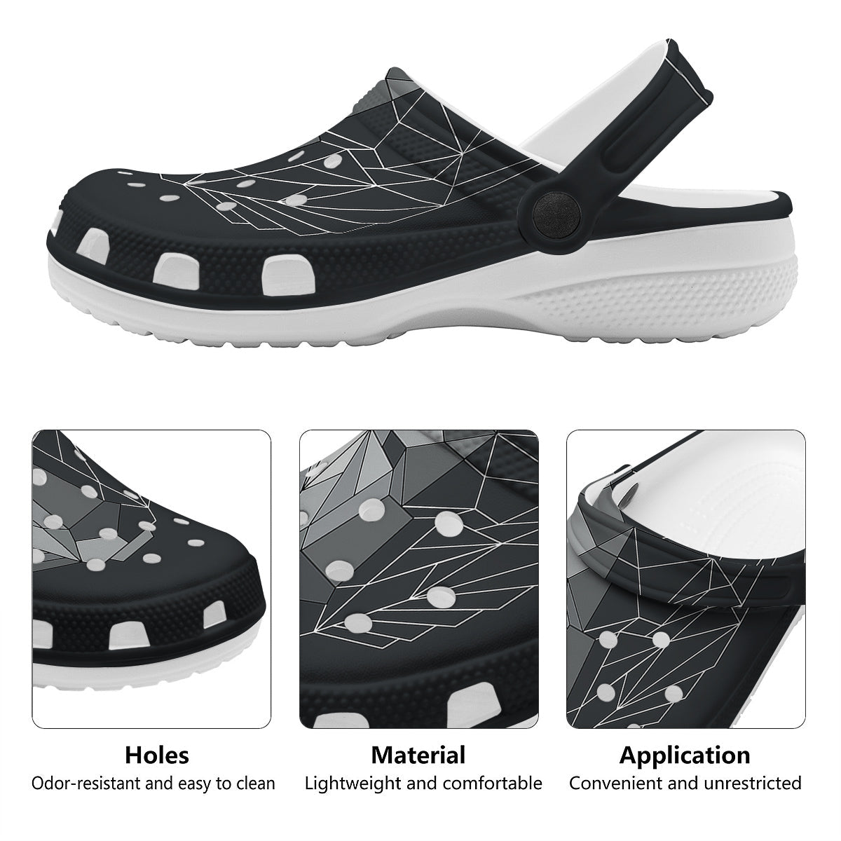 Wolf Geometric Dark Print Clog-grizzshop