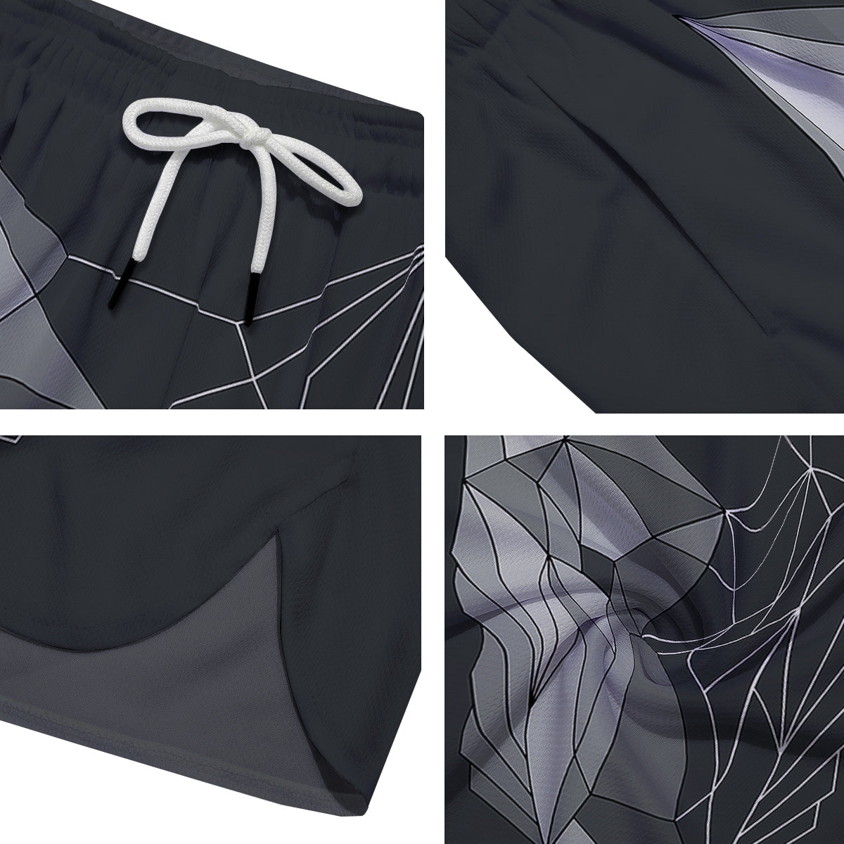 Wolf Geometric Dark Print Men's Running Shorts-grizzshop