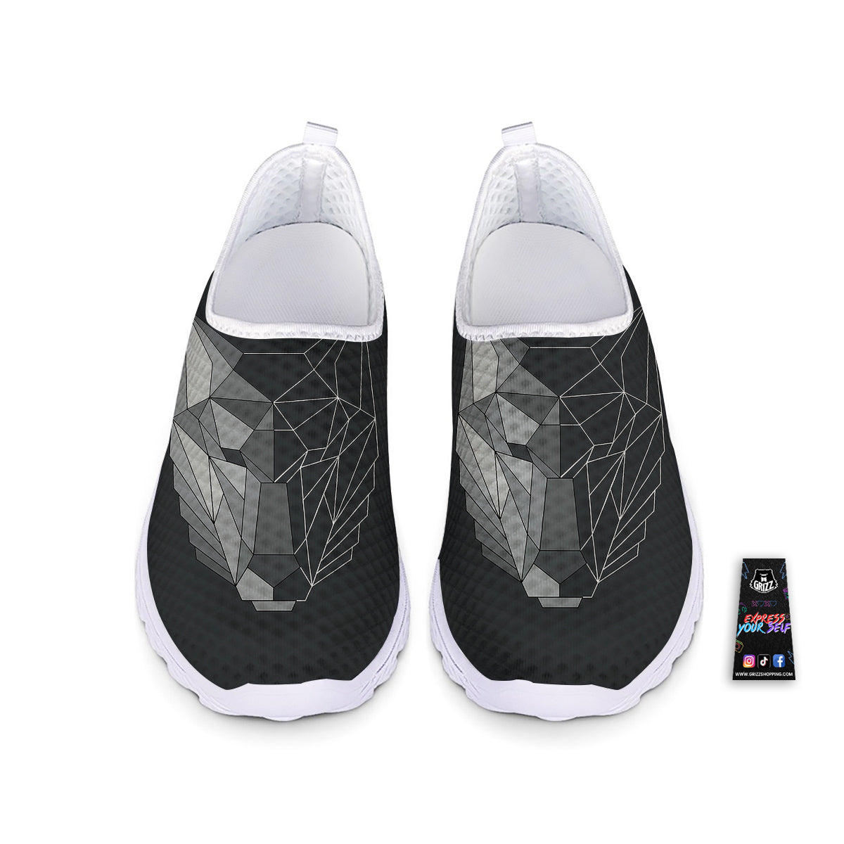 Wolf Geometric Dark Print Nurse Shoes-grizzshop