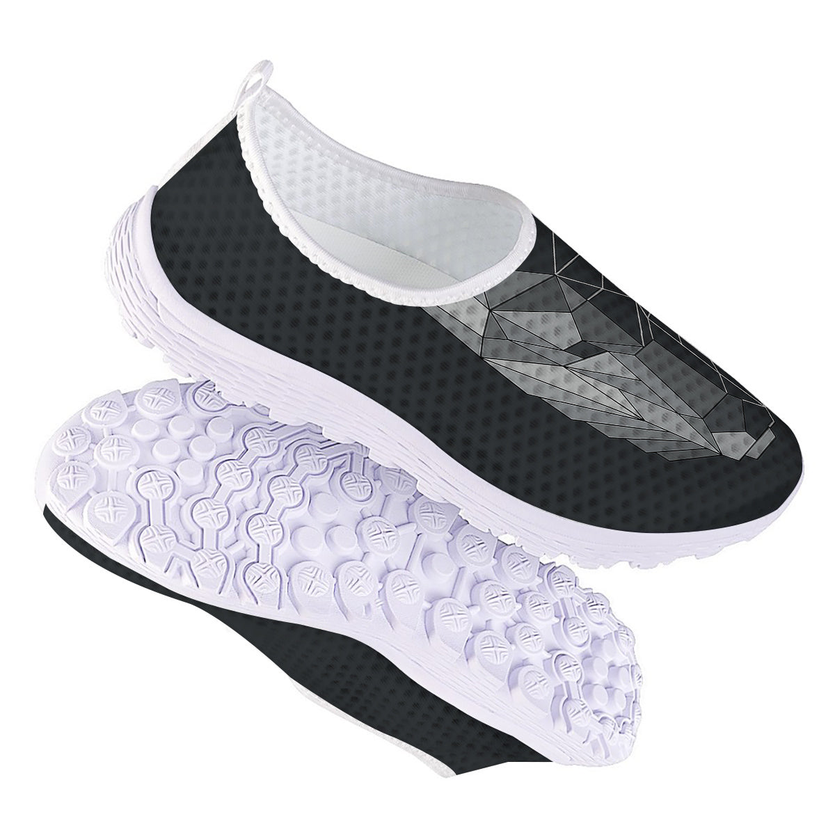 Wolf Geometric Dark Print Nurse Shoes-grizzshop