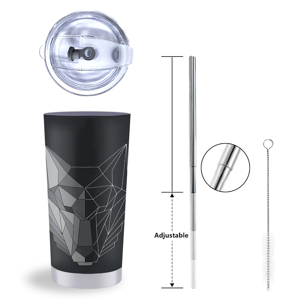 Wolf Geometric Dark Print Tumbler-grizzshop