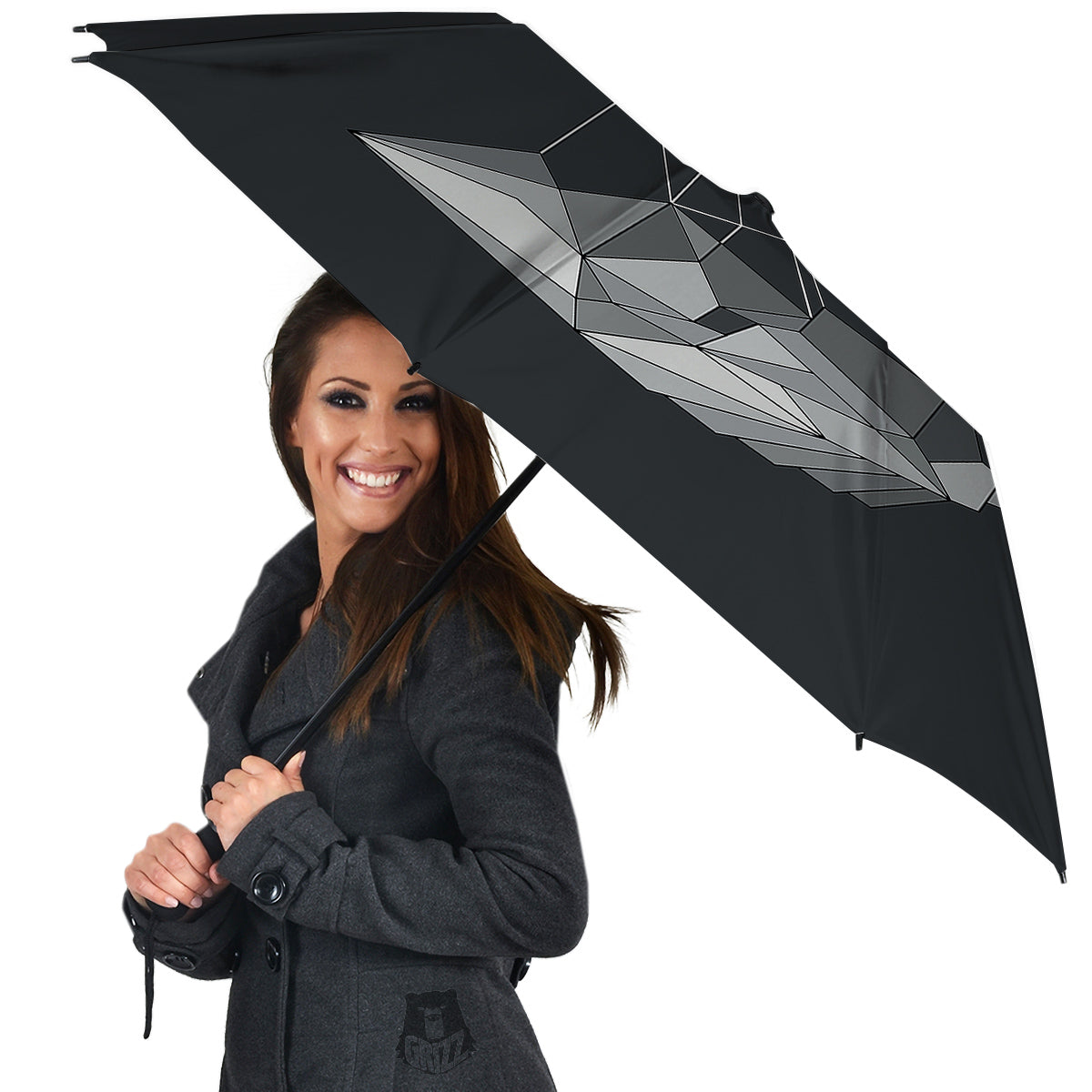 Wolf Geometric Dark Print Umbrella-grizzshop