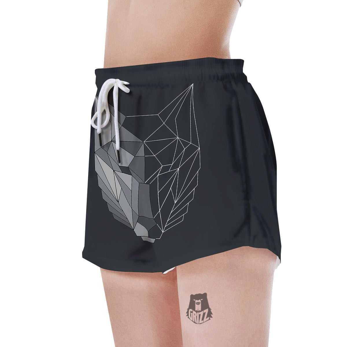 Wolf Geometric Dark Print Women's Shorts-grizzshop