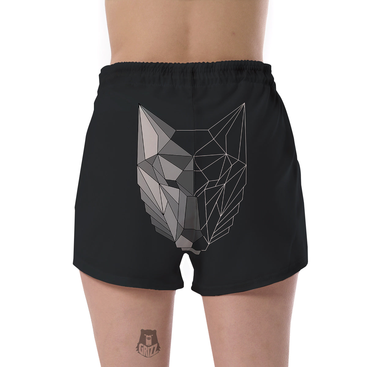 Wolf Geometric Dark Print Women's Shorts-grizzshop