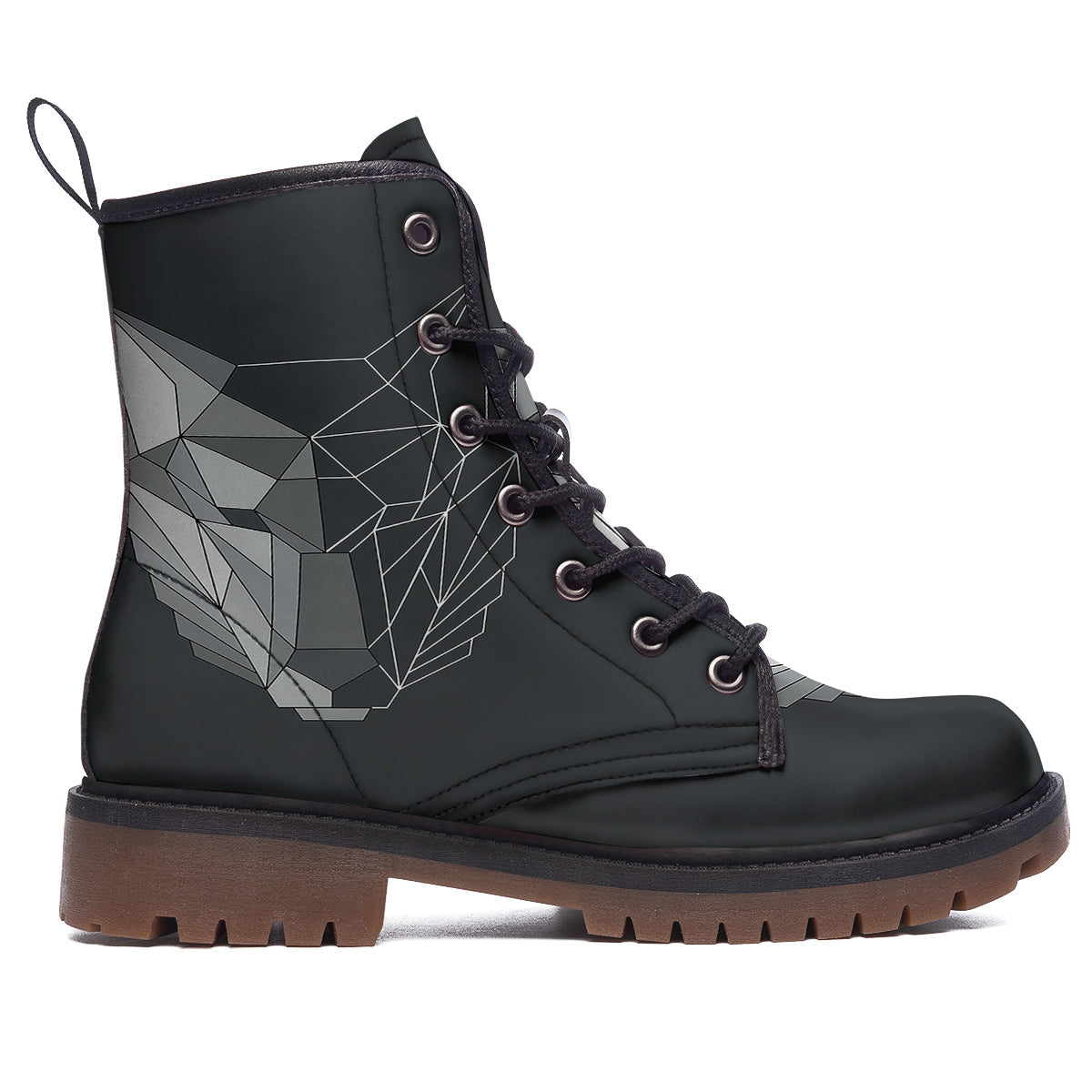 Wolf Geometric Dark Print Work Boots-grizzshop