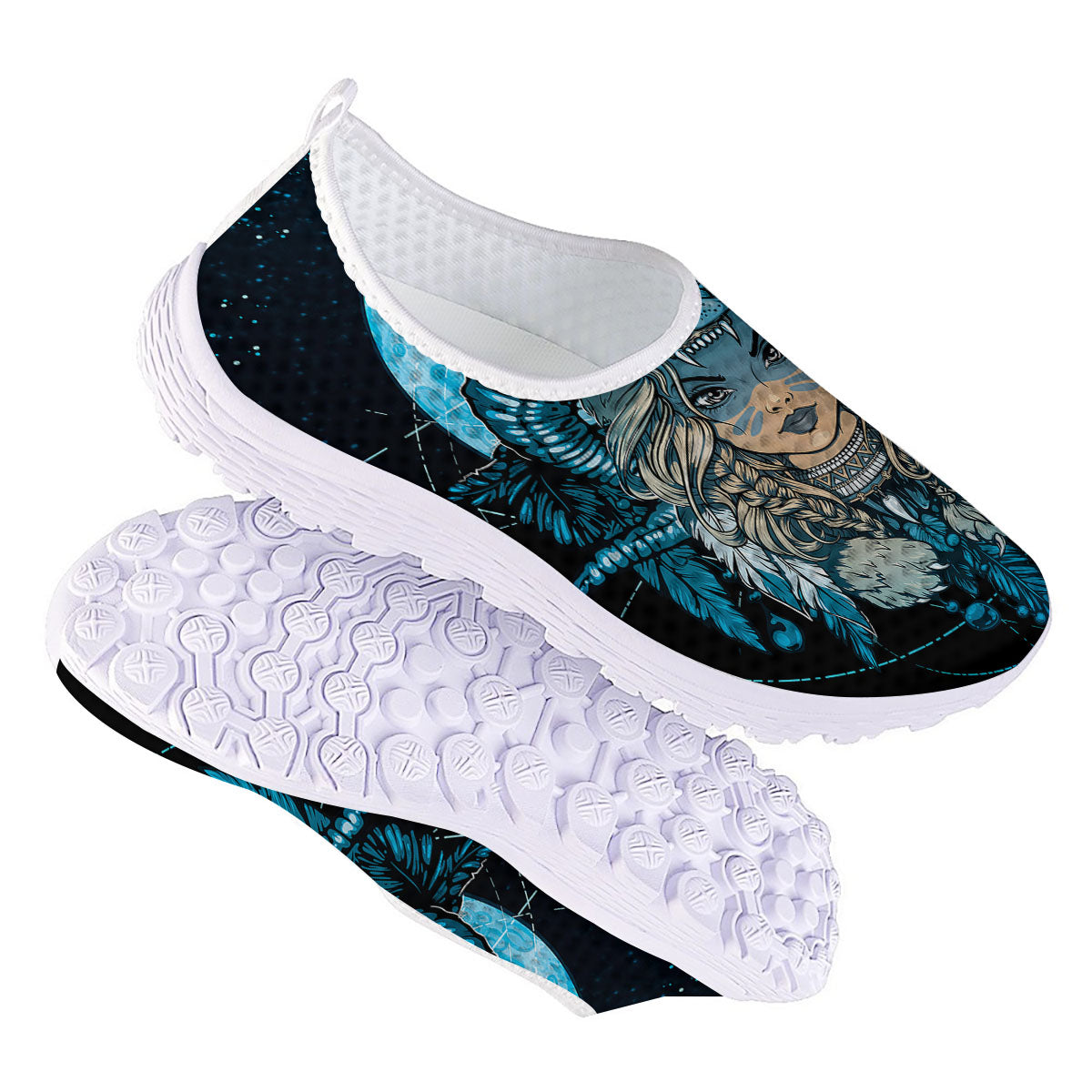 Wolf Girl Native American Print Nurse Shoes-grizzshop