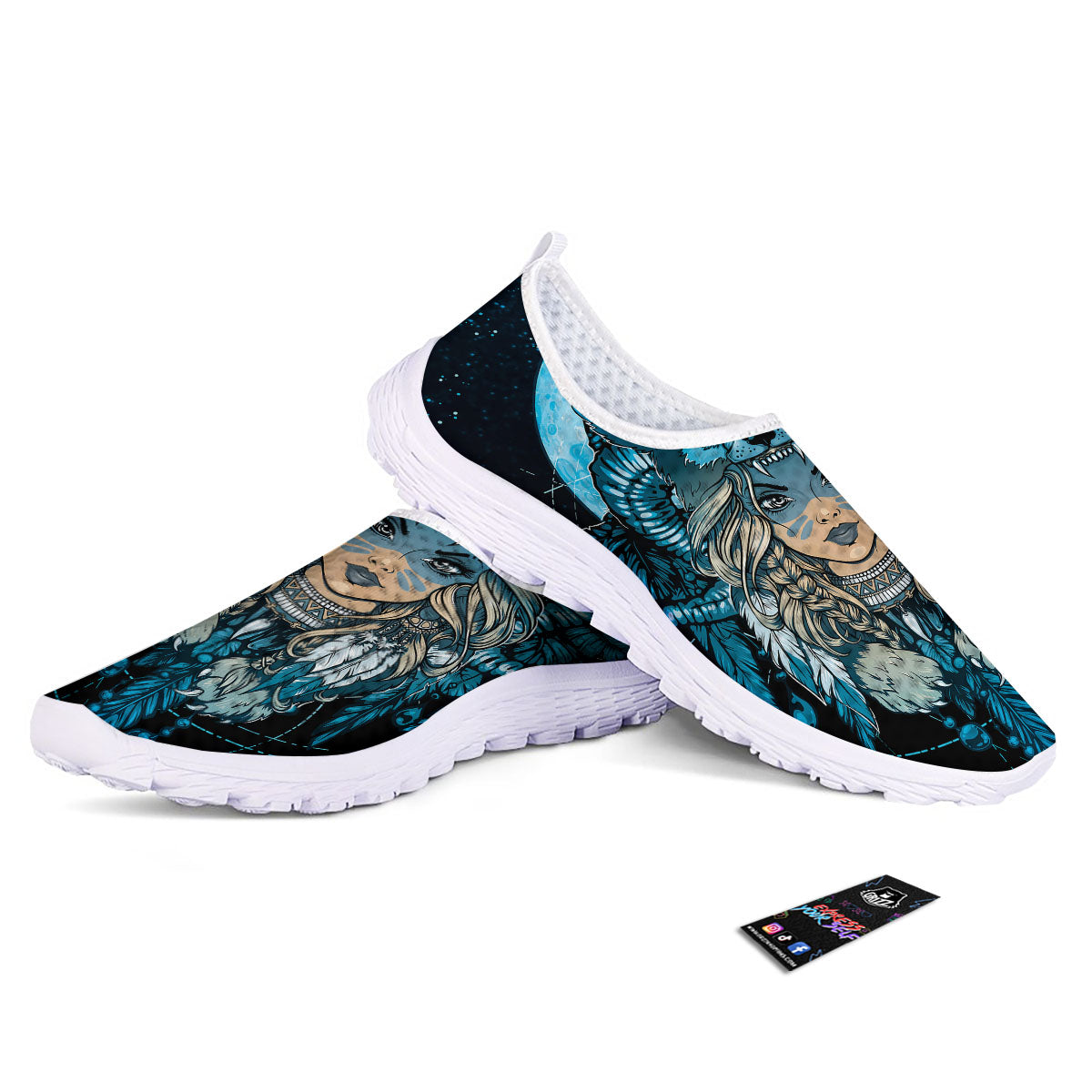 Wolf Girl Native American Print Nurse Shoes-grizzshop