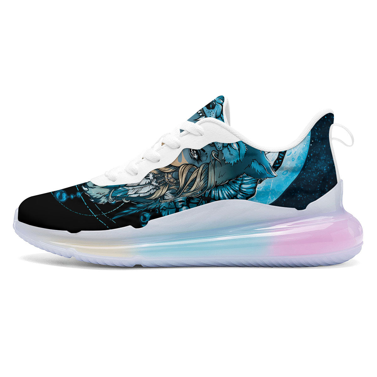 Wolf Girl Native American Print Running Sneakers-grizzshop