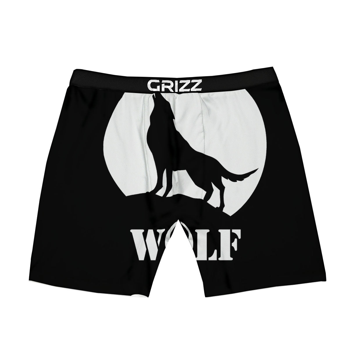 Wolf Howling Monochrome Print Boxer Briefs-grizzshop