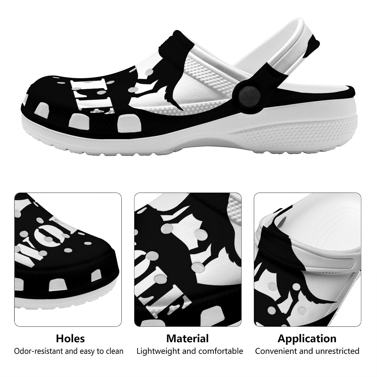 Wolf Howling Monochrome Print Clog-grizzshop
