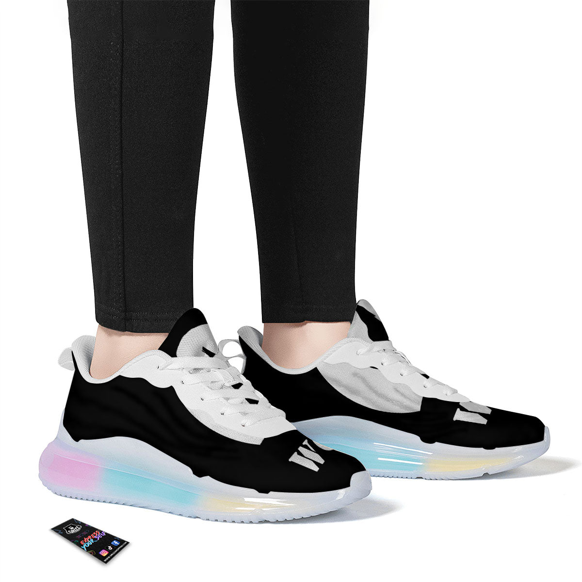 Wolf Howling Monochrome Print Running Sneakers-grizzshop