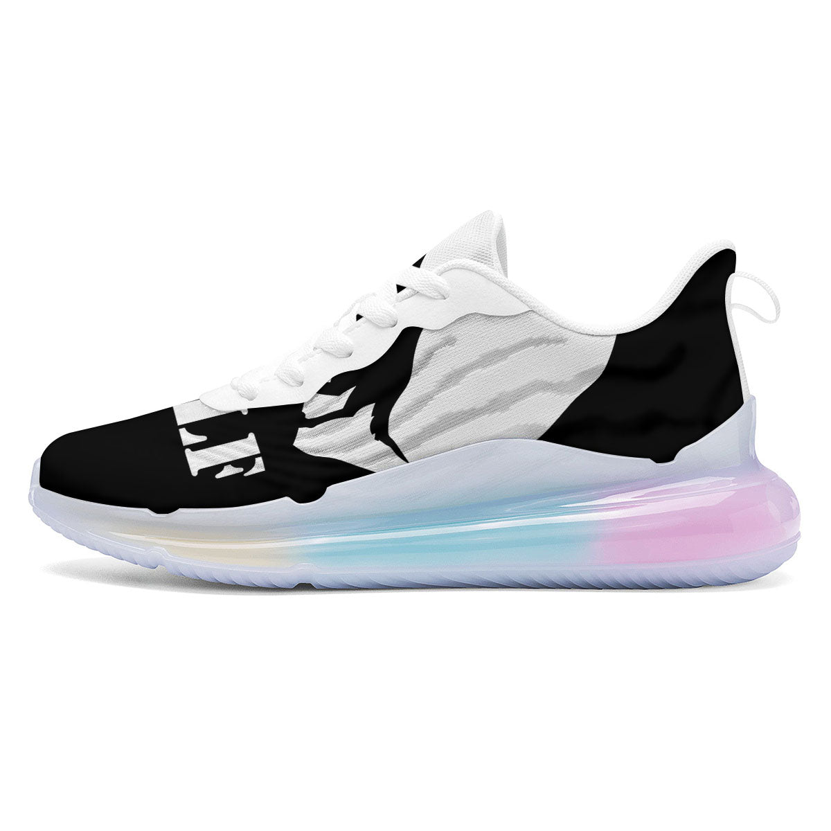 Wolf Howling Monochrome Print Running Sneakers-grizzshop