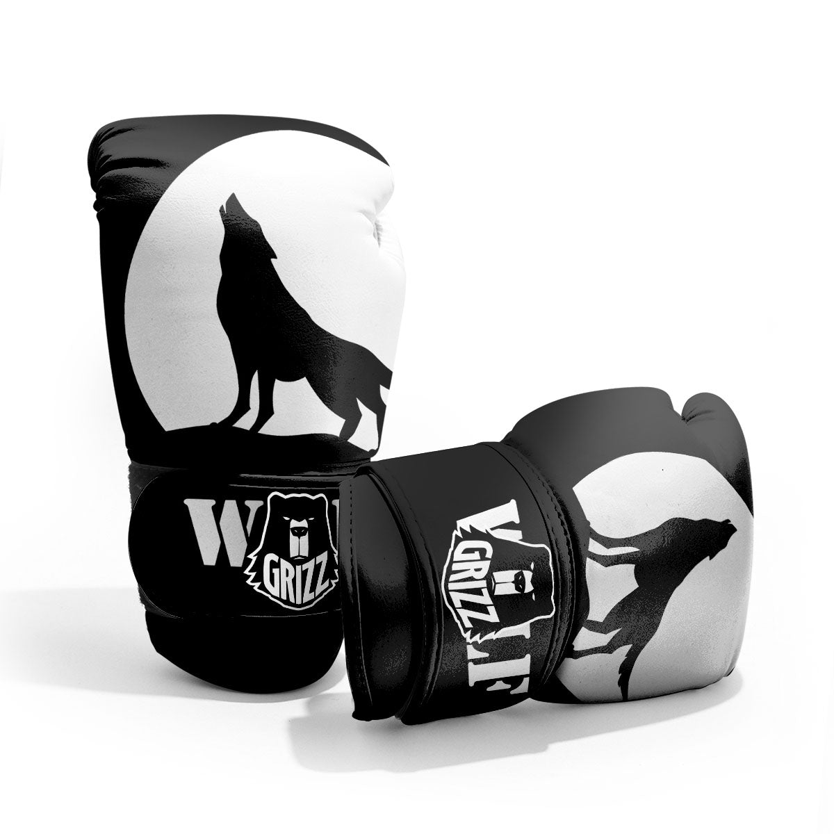 Wolf Howling Monochrome Print Pro Boxing Glove
