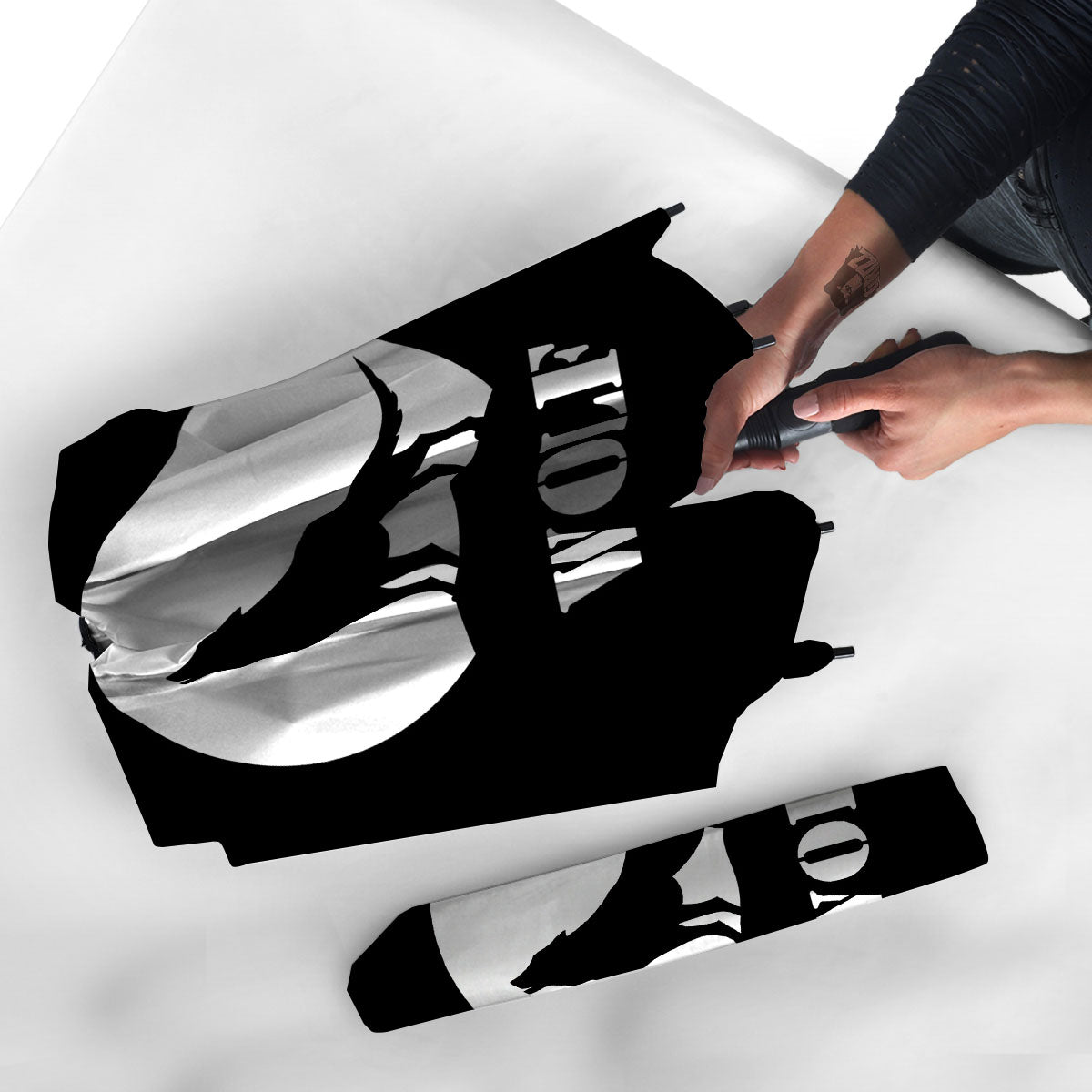 Wolf Howling Monochrome Print Umbrella-grizzshop